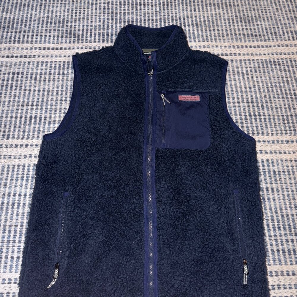 Vineyard Vines Navy Sherpa Fleece Vest | Great Condition | Size M